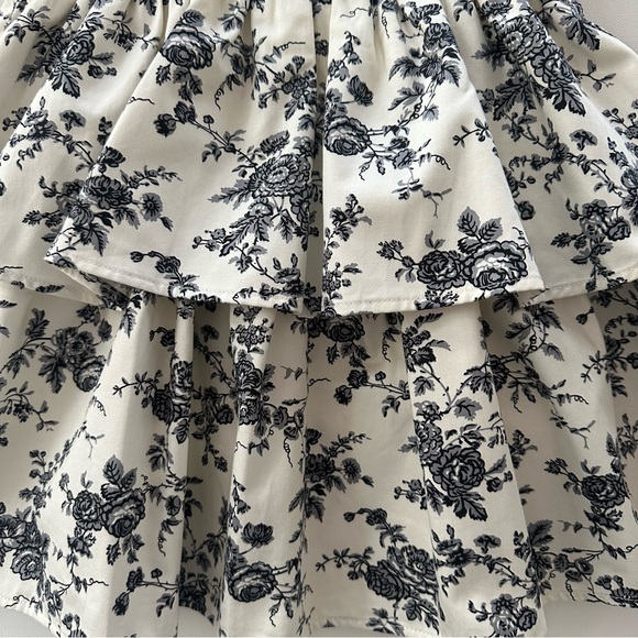 Janie and Jack Girls 6 Toile Cream Black Floral Ruffle Dress Party NWT - Picture 9 of 9